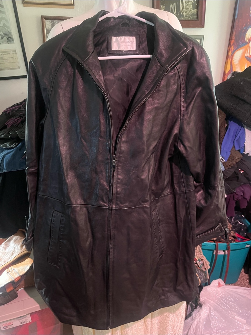 Worthington Black Leather Zip-Front Jacket